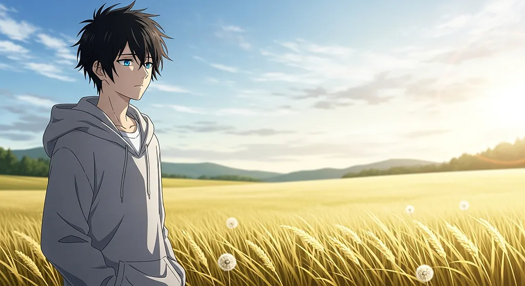 Anime Boy Golden Field Wallpaper