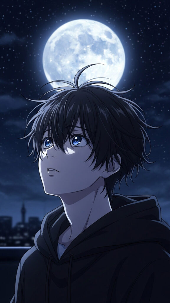 Anime Boy Moonlight Wallpaper