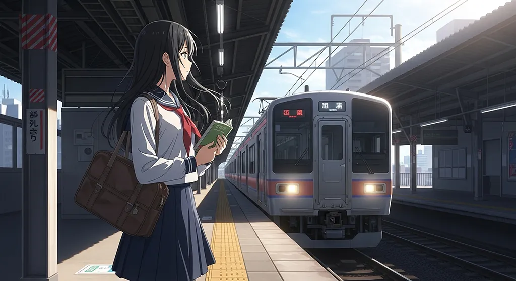 Anime City Train Station Wallpaper
