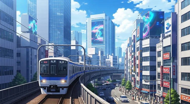 Anime City Train Urban Wallpaper