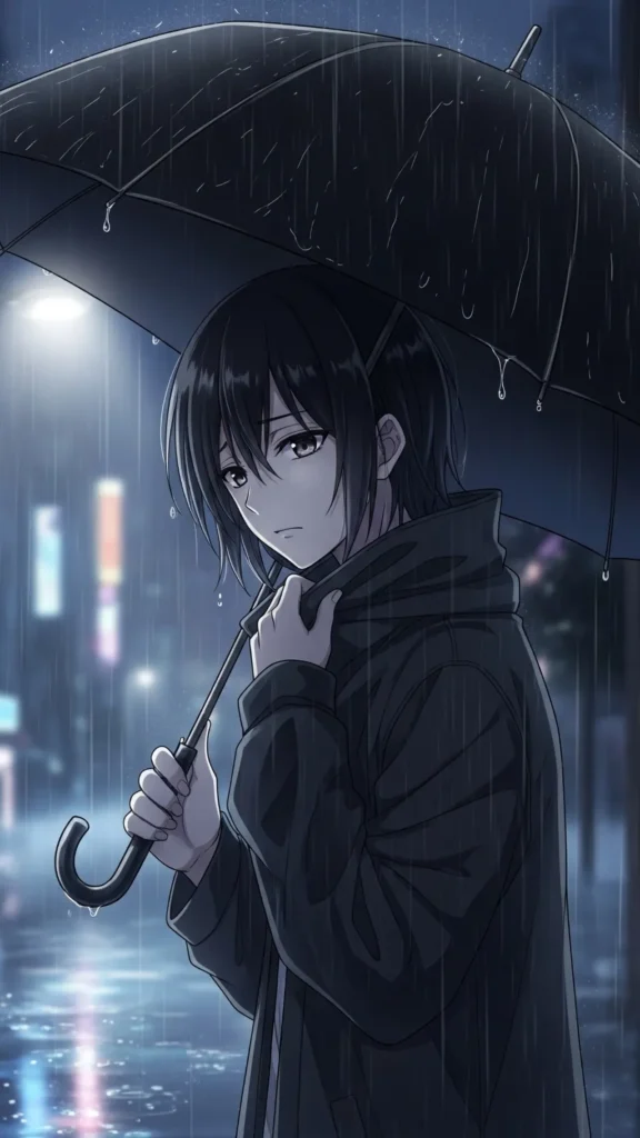Anime Girl Rain Umbrella Wallpaper
