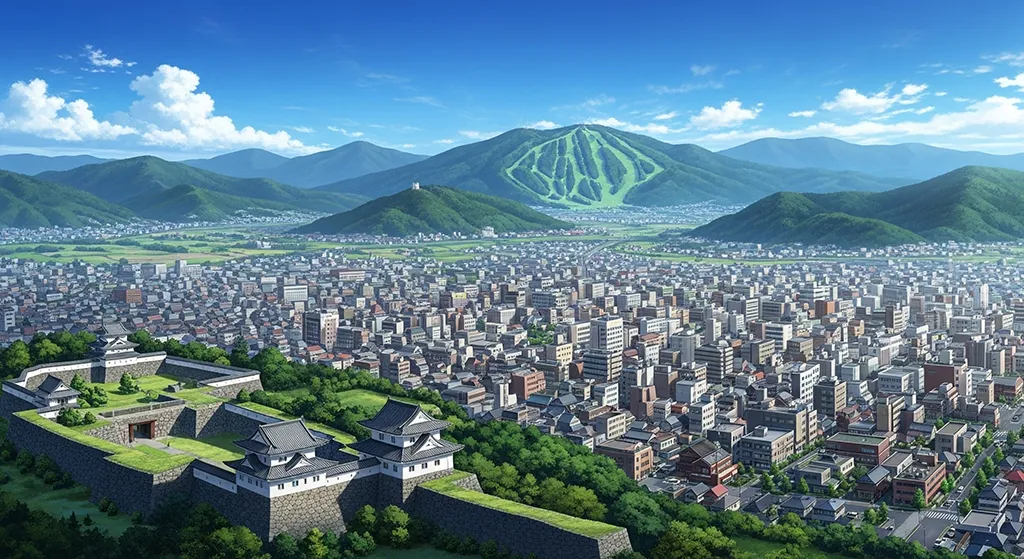 Anime Japanese City Castle View Wallpaper