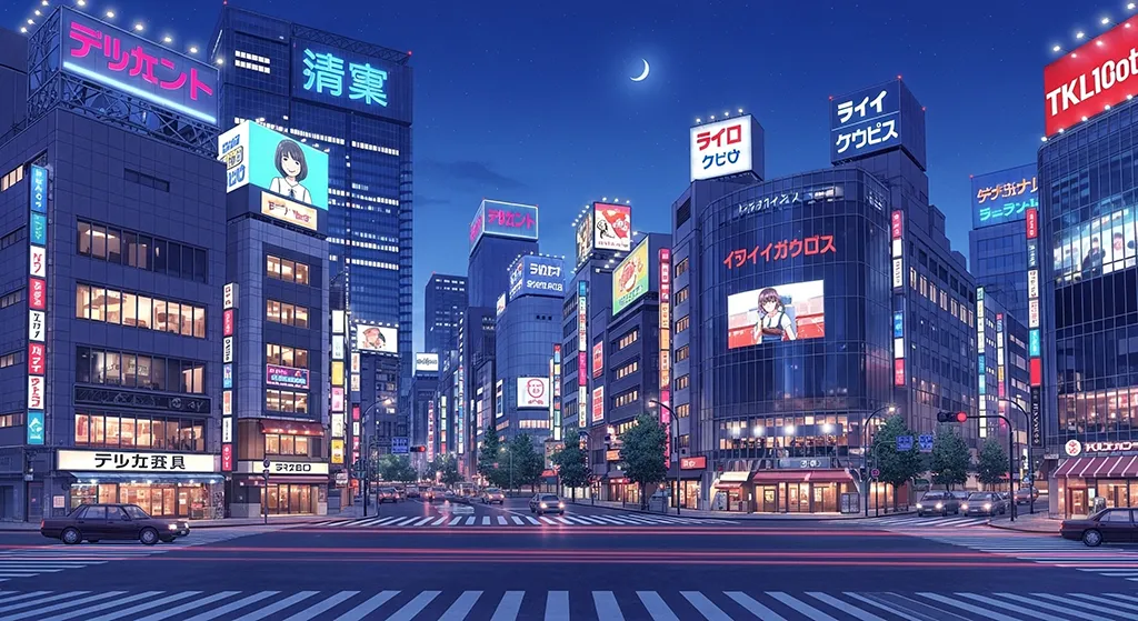 Anime Neon City Night Street Wallpaper