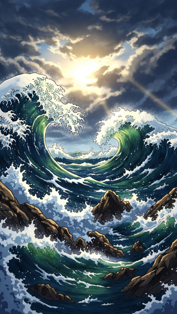 Anime Ocean Wave Wallpaper