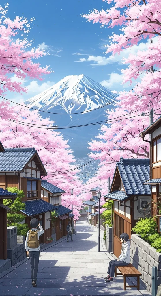 Anime Sakura Fuji Street Phone Wallpaper