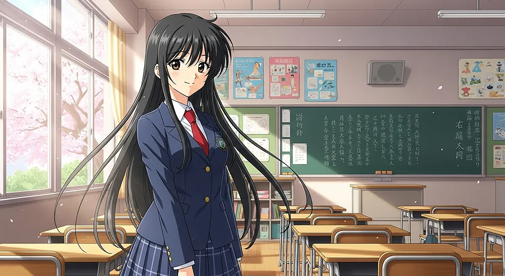 Anime School Girl Classroom Sakura Wallpaper