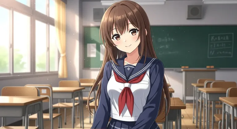 Anime School Girl Classroom Wallpaper