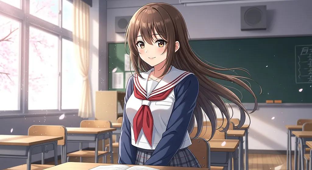 Anime School Girl Study Classroom Wallpaper
