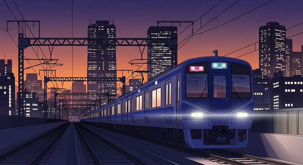 Anime Night City Train Wallpaper
