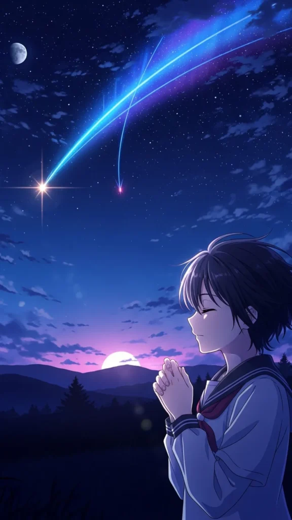 Anime Shooting Star Night Wallpaper