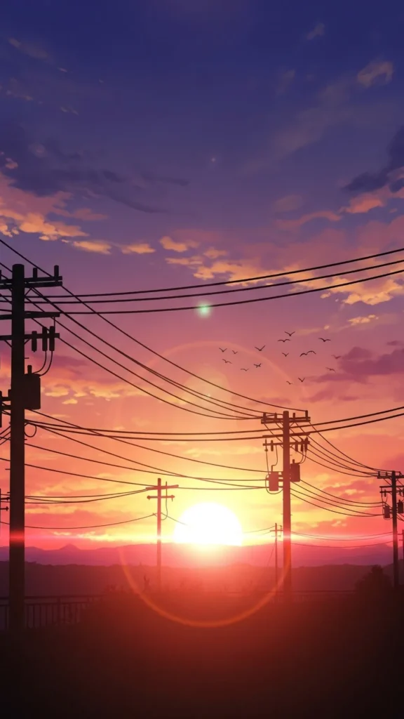 Anime Sunset City Phone Wallpaper