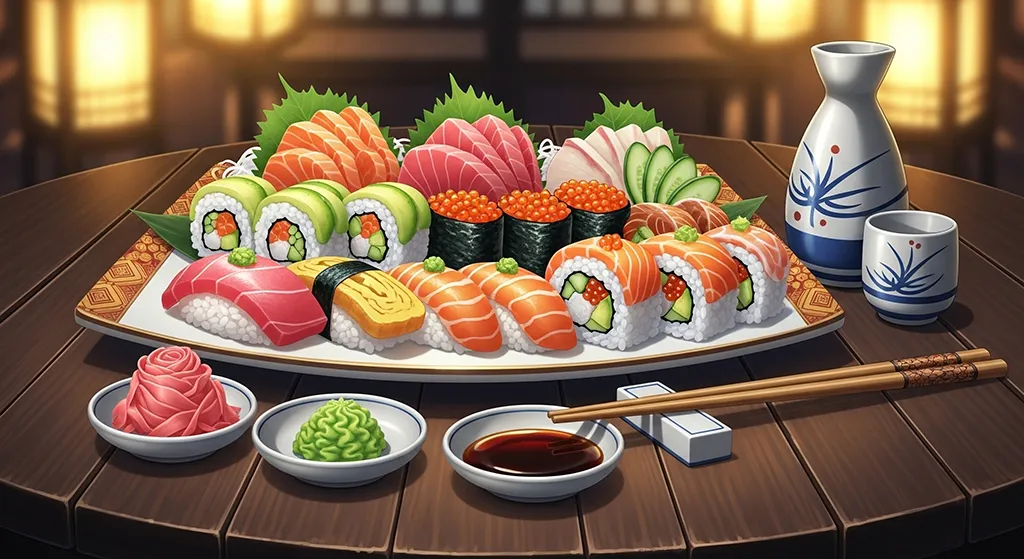 Anime Sushi Set Dinner Wallpaper
