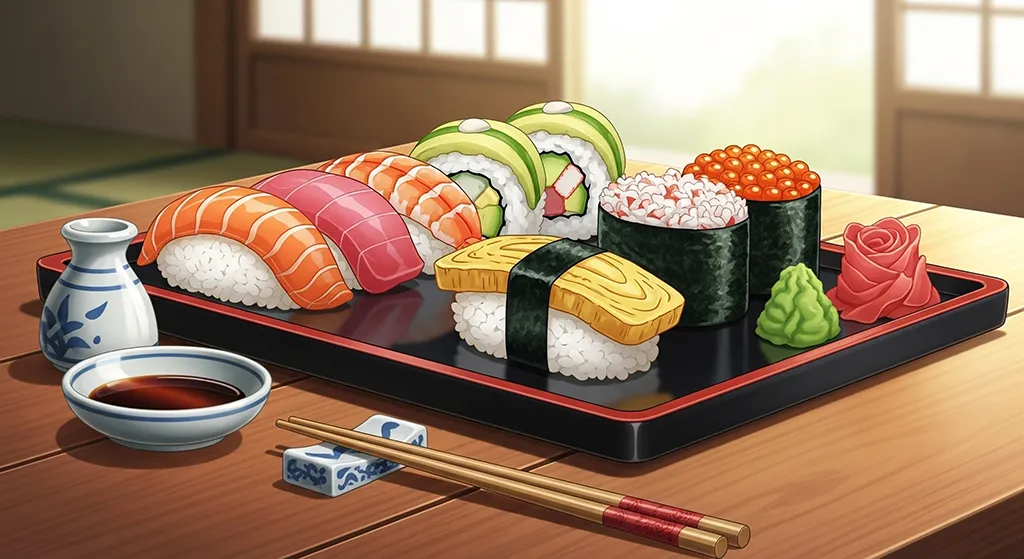 Anime Sushi Tray Set Wallpaper