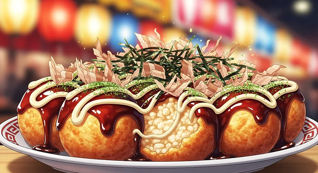 Anime Takoyaki Street Snack Wallpaper