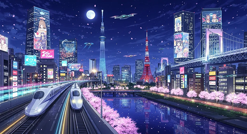 Anime Tokyo Night Cityscape Wallpaper