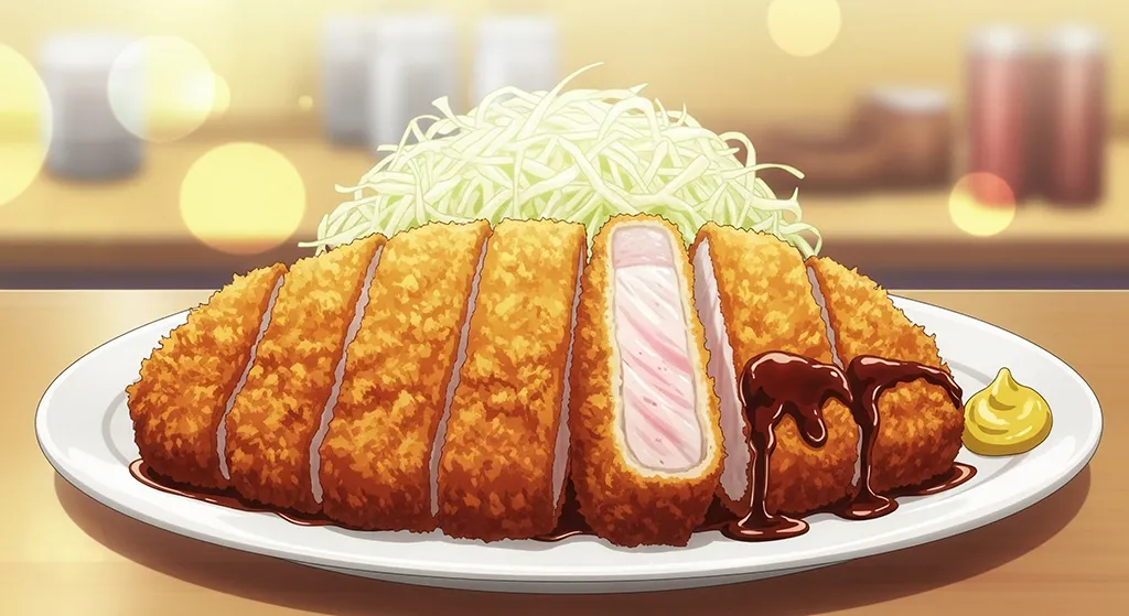 Anime Tonkatsu Cutlet Close-Up Wallpaper