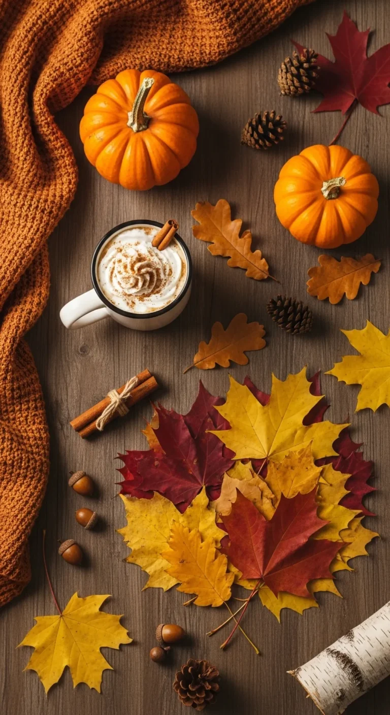Autumn Flat Lay Coffee Pumpkins