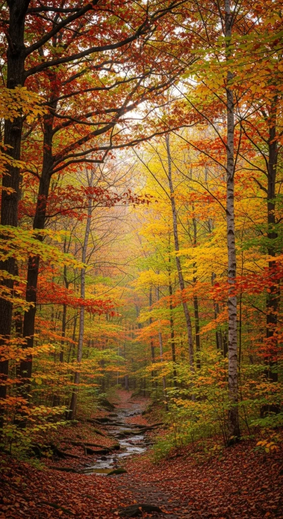 Autumn Forest Stream Path