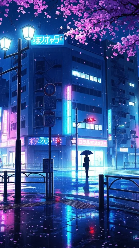 Cherry Blossom Anime Street Wallpaper