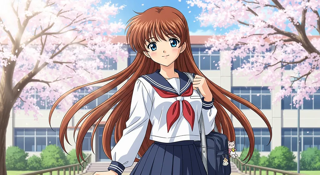 Classic Anime School Girl Sakura Wallpaper