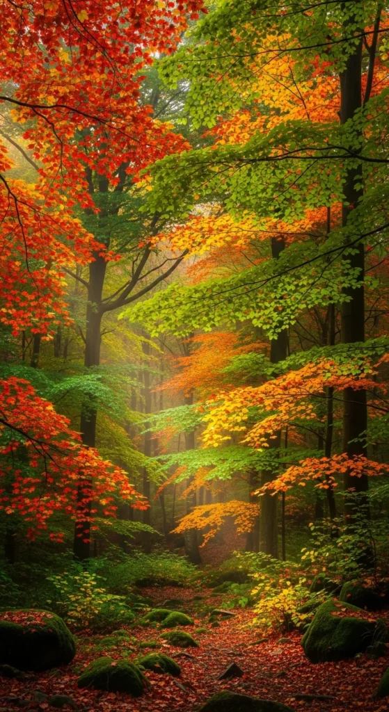 Colorful Autumn Forest Pathway