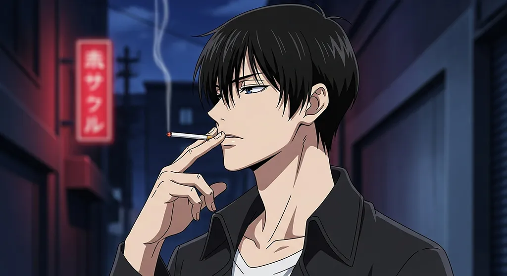 Cool Anime Boy Smoking Night Wallpaper