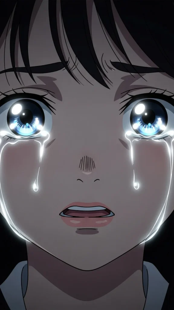 Crying Anime Girl Close Up Wallpaper