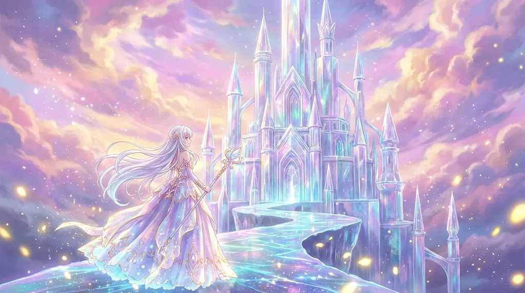 Crystal Castle Fantasy Anime Girl Wallpaper