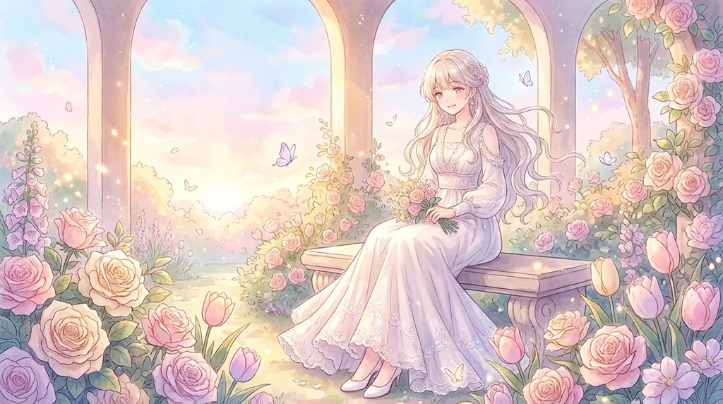Cute Pastel Anime Princess Garden Wallpaper