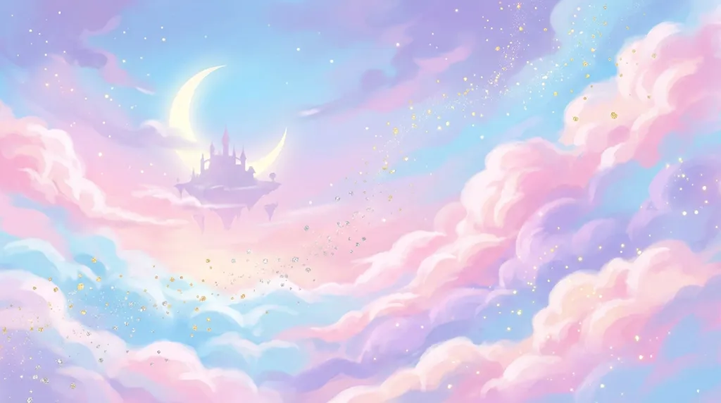 Cute Pastel Fantasy Cloud Castle Wallpaper