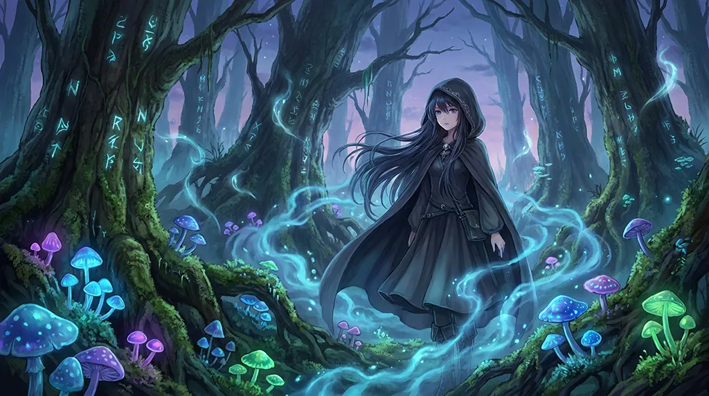 Dark Anime Girl Enchanted Forest Wallpaper