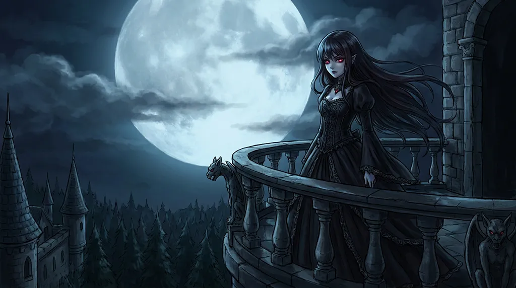 Dark Vampire Anime Girl Castle Wallpaper