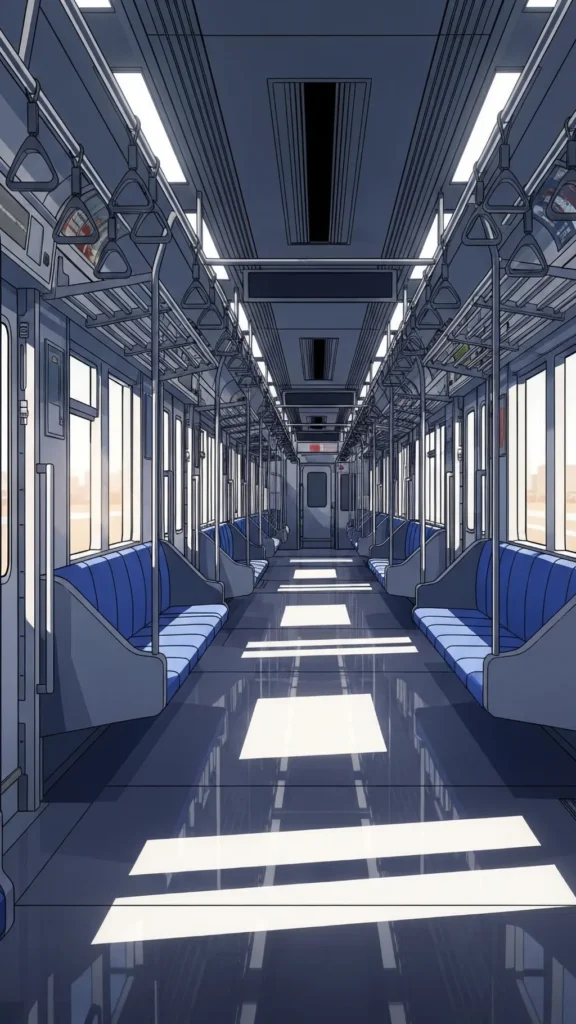 Empty Anime Train Interior Wallpaper