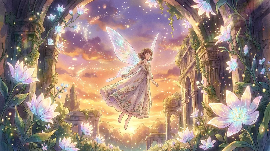 Fairy Anime Girl Magical Garden Wallpaper