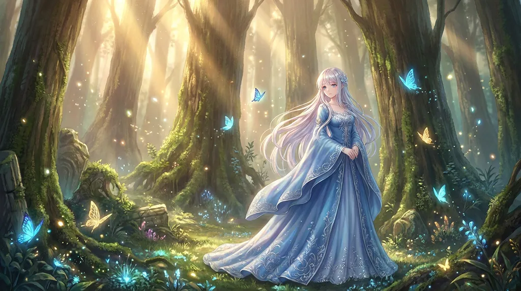 Fantasy Anime Girl Enchanted Forest Wallpaper