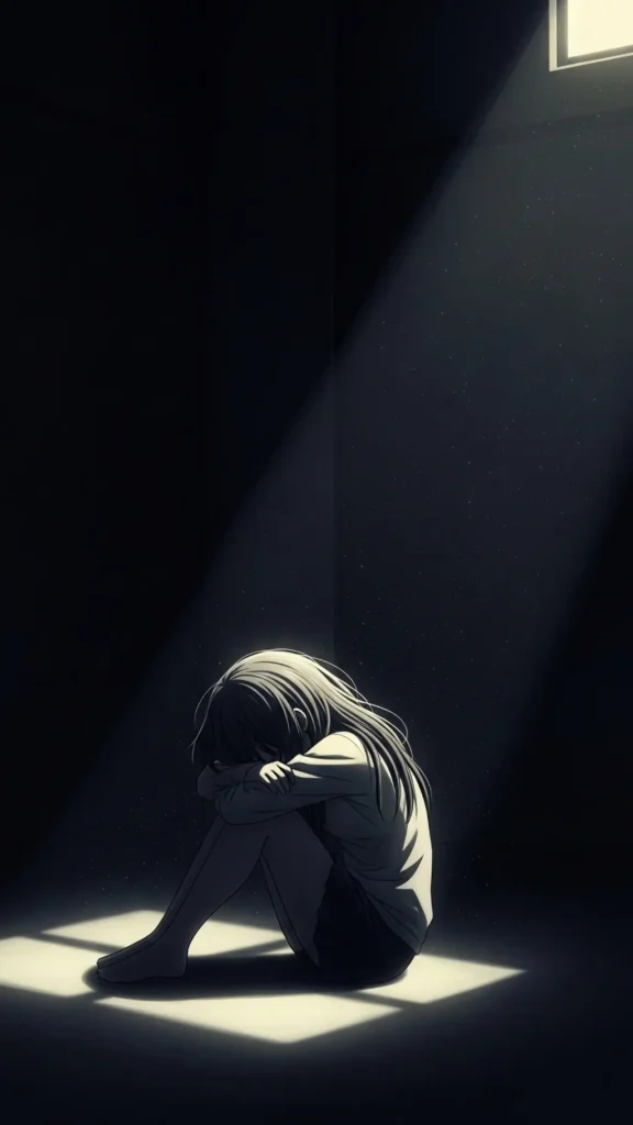 Lonely Anime Girl Dark Wallpaper