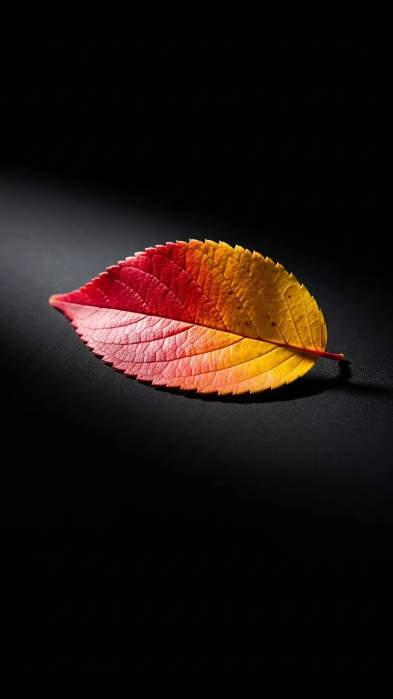 Minimal Autumn Leaf on Dark Background