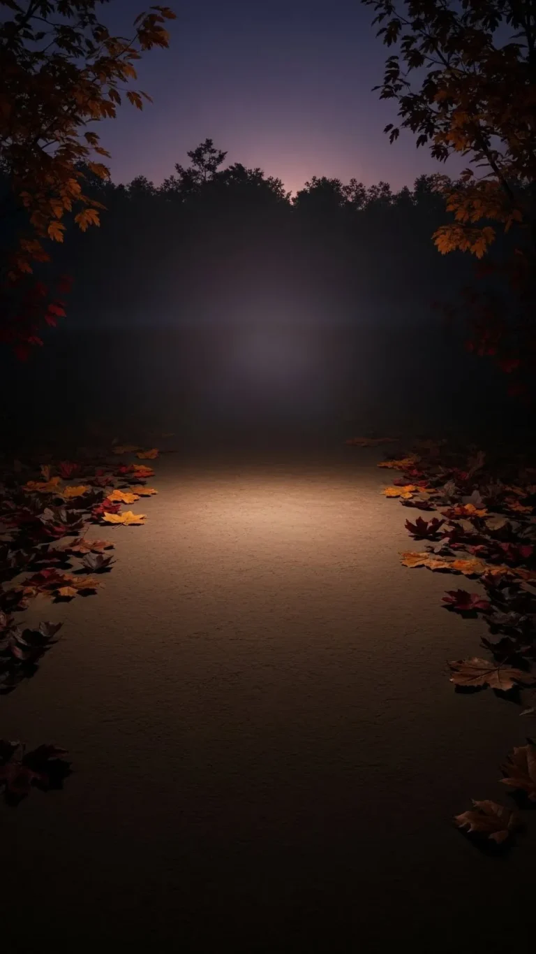 Misty Autumn Forest Path at Dusk