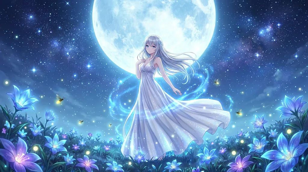 Moonlight Anime Princess Flower Wallpaper