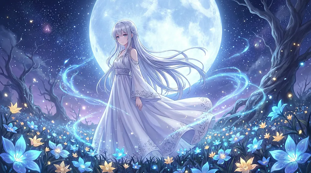 Moonlight Fantasy Anime Girl Wallpaper