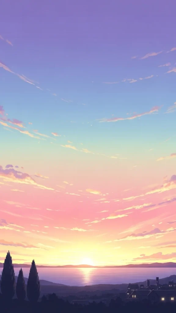 Pastel Anime Sunset Wallpaper
