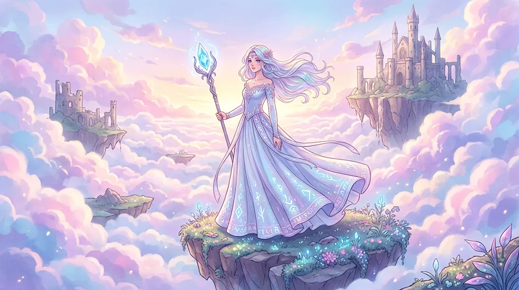 Pastel Sky Fantasy Anime Girl Wallpaper