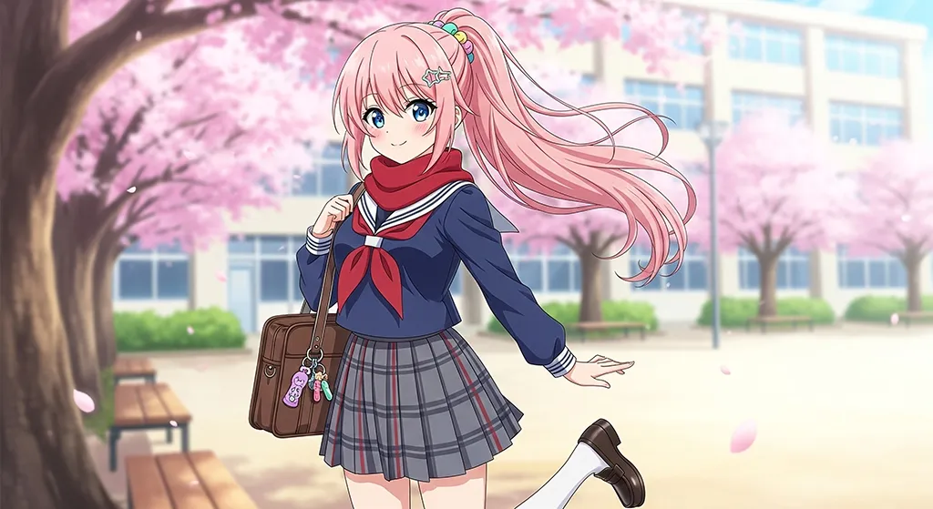 Pink Hair Anime School Girl Wallpaper