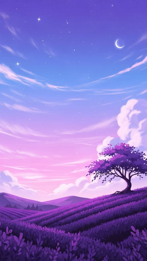 Purple Fantasy Anime Landscape Wallpaper