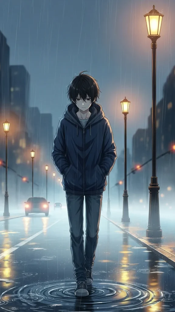 Sad Anime Boy Rain Wallpaper