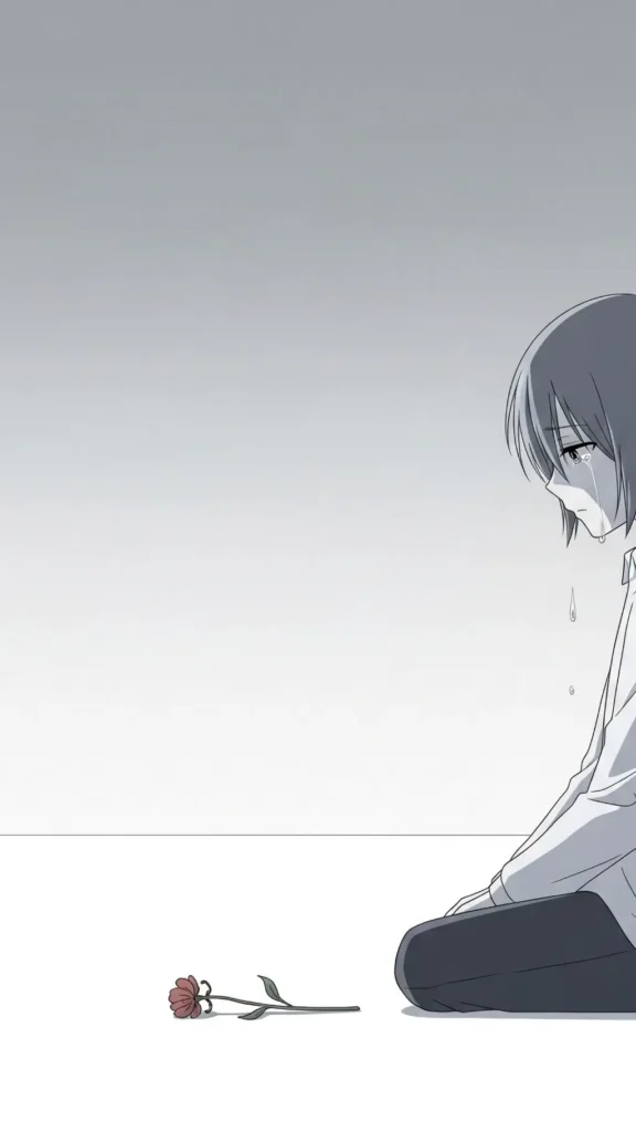 Sad Anime Girl Minimal Wallpaper