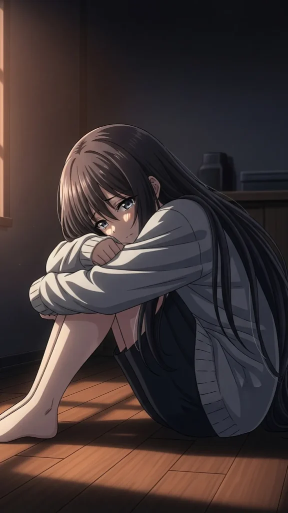 Sad Anime Girl Night Wallpaper