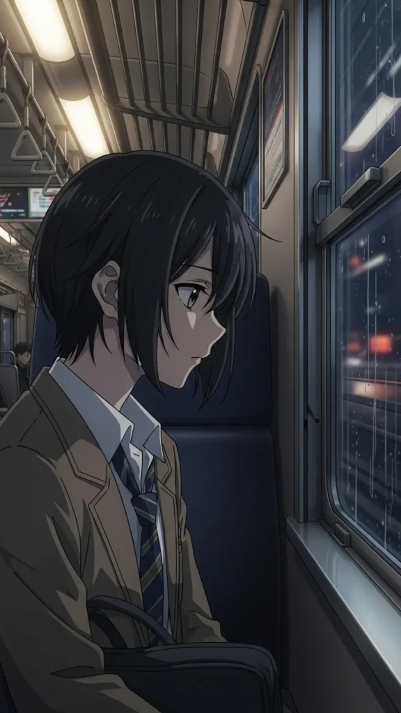Sad Anime Girl Train Phone Wallpaper