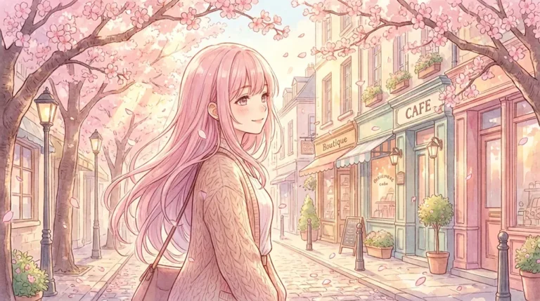 Soft Anime Pink Hair Girl Sakura Street Wallpaper