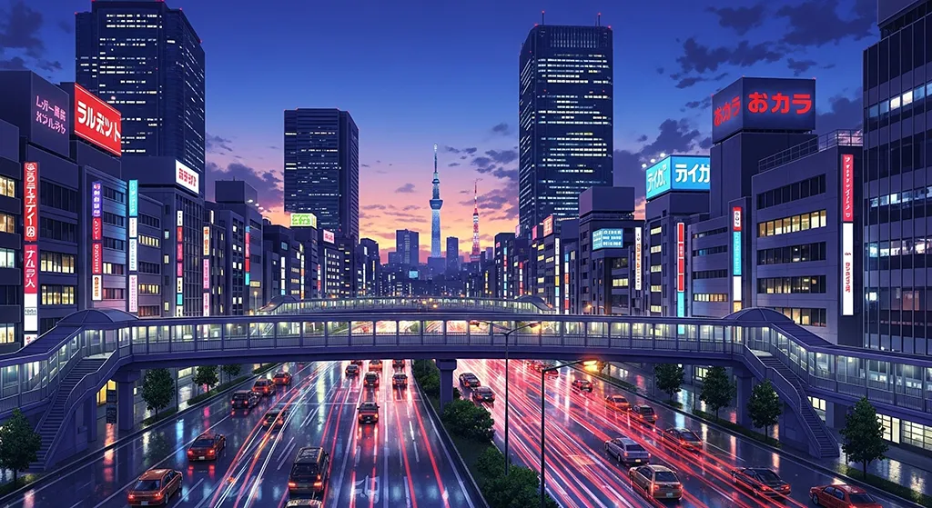 Tokyo city night anime wallpaper
